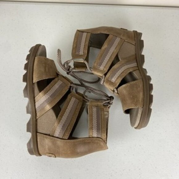 Sorel Joanie II Lace Up Sandals Wedges Womens 7.5 Tan Beige - Picture 4 of 8